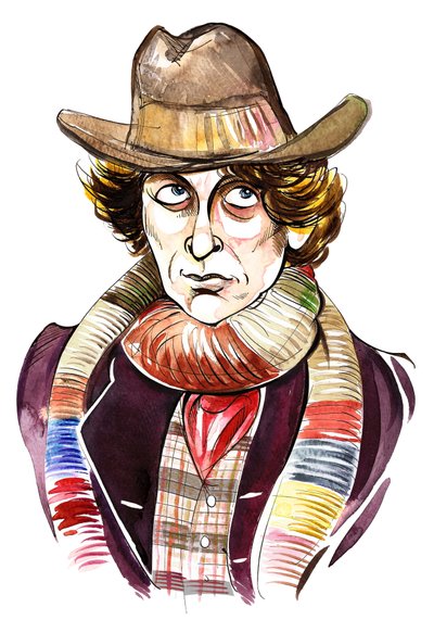 Tom Baker as Doctor Who in BBC television series of same name by Neale Osborne